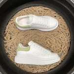 Sneakers White & Light Green Velvet 2024