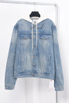 Jeans Jacket Blue & White Hood 2024