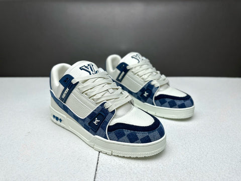 Sneakers White & Blue Squares 2024