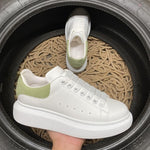 Sneakers White & Light Green Velvet 2024