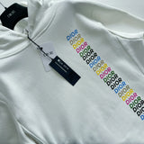 Hoodie White & Multi Colorful Logo 2024