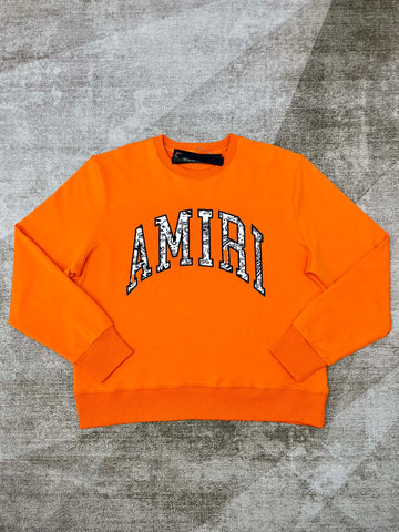 Crewneck Orange & Embroidered Black Bandana Logo