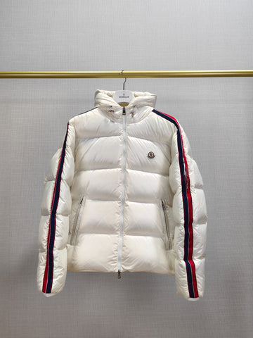 Down Jacket White & Stripes