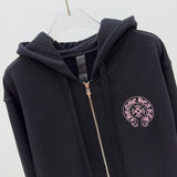 Hoodie Black Zip-Up & Pink Logo 2023