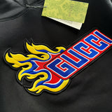 Hoodie Black & Flames Embroidered Logo 2024