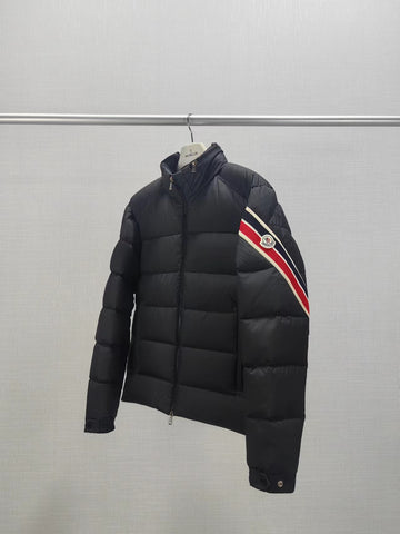 Down Jacket Black & Stripe Arm Logo 2024