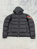 Down Jacket Black & Stripe Arm Logo 2024