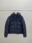 Down Jacket Blue & Leather Logo 2024