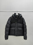 Down Jacket Black & Leather Logo 2024