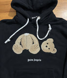 Hoodie Black & Embroidered Bear 2024