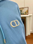 Hoodie Small Embroidered Logo Light Blue 2023