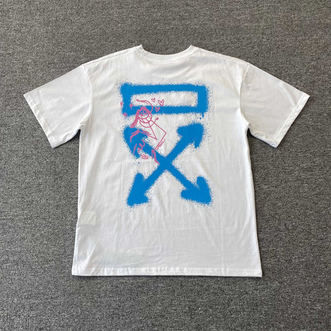 T-Shirt Collab White & Blue Spray Paint