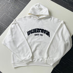 Hoodie White & Embroidered Up-Side Down Logo 2023