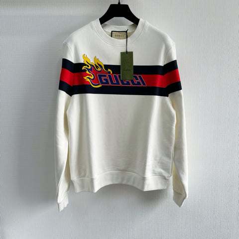 Crewneck White & Flames Logo 2024