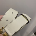 Classic White Belt & Gold Buckle