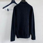 Zip-Up Crewneck Black Squares