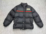 Down Jacket Black & Classic Stripes