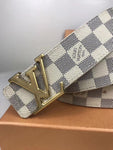 Belt White Squares & Gold Buckle