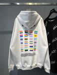 Hoodie White & Flags Back Logo