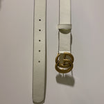 Classic White Belt & Gold Buckle