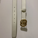 Classic White Belt & Gold Buckle