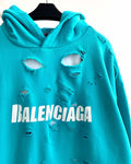 Hoodie Turquoise Distressed