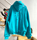 Hoodie Turquoise Distressed