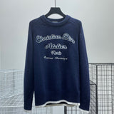 Maglione Logo Ricamato Blu Scuro &amp; Grigio