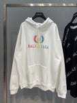 Hoodie White & Rainbow Embroidered Logo
