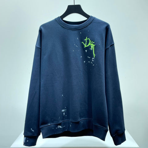 Crewneck Blue & Signature Green Embroidered Logo