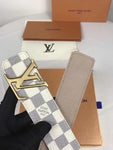 Belt White Squares & Gold Buckle