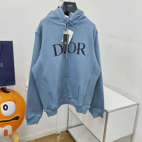 Hoodie Light Blue & Centred Logo