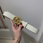 Classic White Belt & Gold Buckle