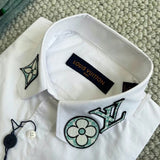 Shirt White & Embroidered Neck